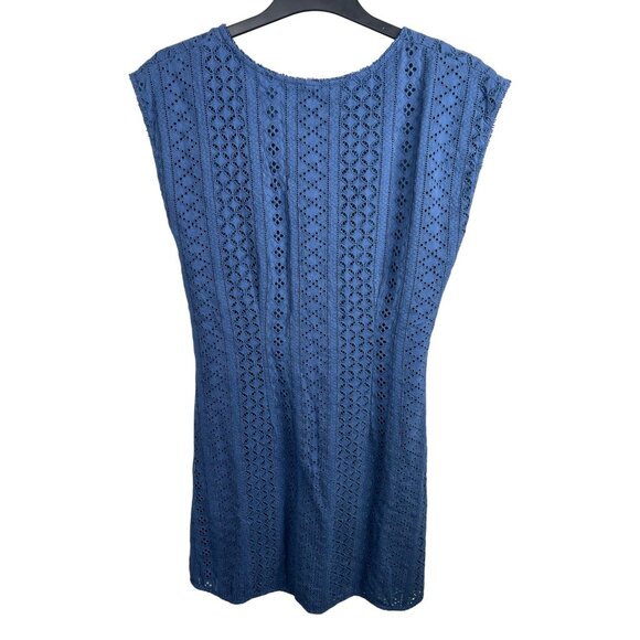 Free People Women's Blue Remember Me Embroidered Lace Mini Dress Open Back Large - Picture 3 of 14